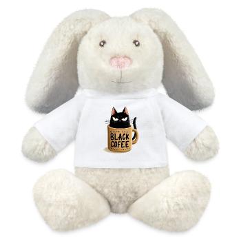 Black cat in coffee mug - MiniFeet® RecycelHase® Bunny Cream - white - Front