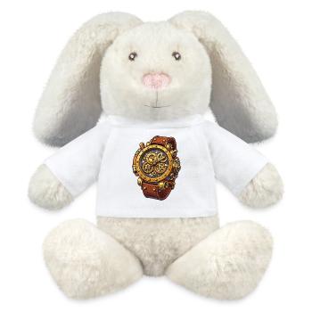 Steampunk Uhrwerk Chrono Design - MiniFeet® RecycelHase® Creme - Weiß - Vorne