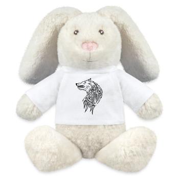 wolf_tribal - Lapin en peluche recyclé MiniFeet® Crème - blanc - Devant