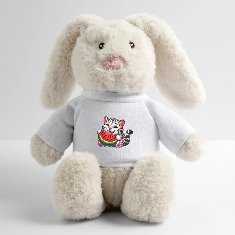 Chat Bengal Avec Pastèque Fruité Drôle Lapin en peluche recyclé MiniFeet® Crème
