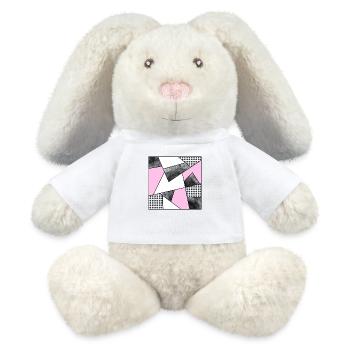Mosaïque moderne rose - Lapin en peluche recyclé MiniFeet® Crème - blanc - Devant