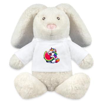 Unicorn Watermelon Summer Design - MiniFeet® RecycelHase® Bunny Cream - white - Front