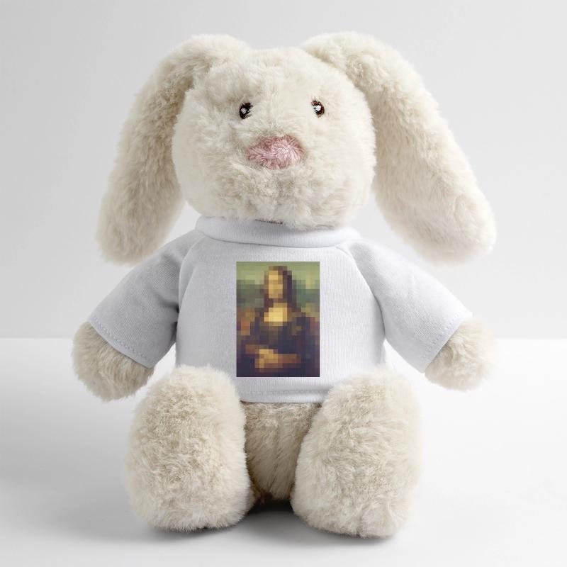 Mona Lisa 8-bit pixels tableau Léonard de Vinci Lapin en peluche recyclé MiniFeet® Crème
