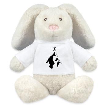 Bergsteiger erreicht Gipfel - MiniFeet® RecycelHase® Creme - Weiß - Vorne
