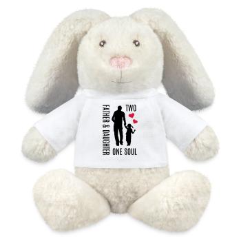 Père fille tenant la main coeur âme meilleur papa - Lapin en peluche recyclé MiniFeet® Crème - blanc - Devant