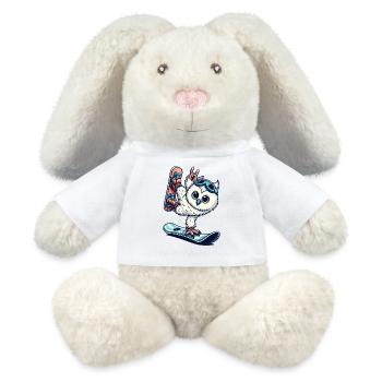 Owl snowboard snowy owl winter sports vacation - MiniFeet® RecycelHase® Bunny Cream - white - Front