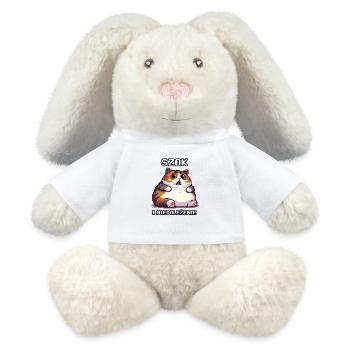 Gros chat choqué et incrédulité - Lapin en peluche recyclé MiniFeet® Crème - blanc - Devant