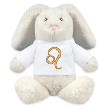 Symbole du zodiaque Lion deux tons doré - Lapin en peluche recyclé MiniFeet® Crème - blanc - Devant