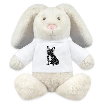 Französische Bulldogge Lustig Spruch Geschenk - MiniFeet® RecycelHase® Creme - Weiß - Vorne