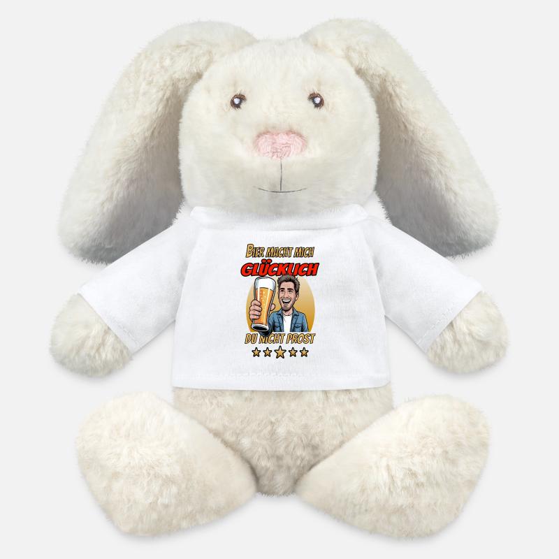 Bier macht mich glücklich Prost - MiniFeet® RecycelHase® Creme - Weiß