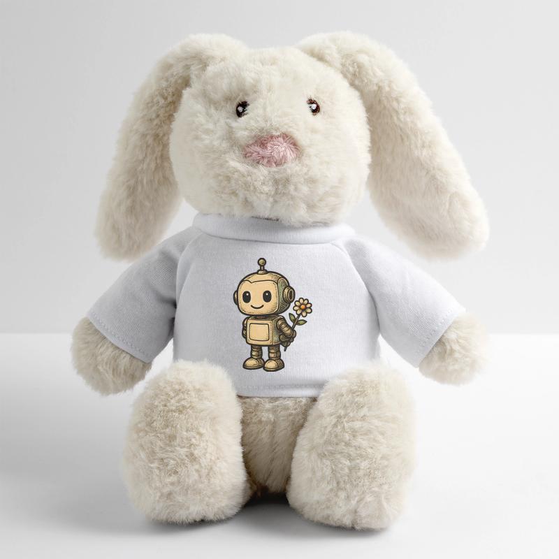 Robot mit Blume MiniFeet® RecycelHase® Creme