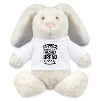 Le bonheur, c’est l’odeur du pain fraîchement cuit - Lapin en peluche recyclé MiniFeet® Crème - blanc - Devant