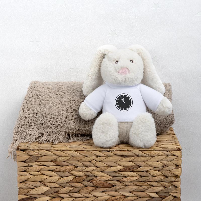 clock Lapin en peluche recyclé MiniFeet® Crème