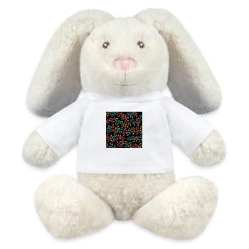 Leaves Pattern - Black Background - MiniFeet® RecycelHase® Bunny Cream - white - Front