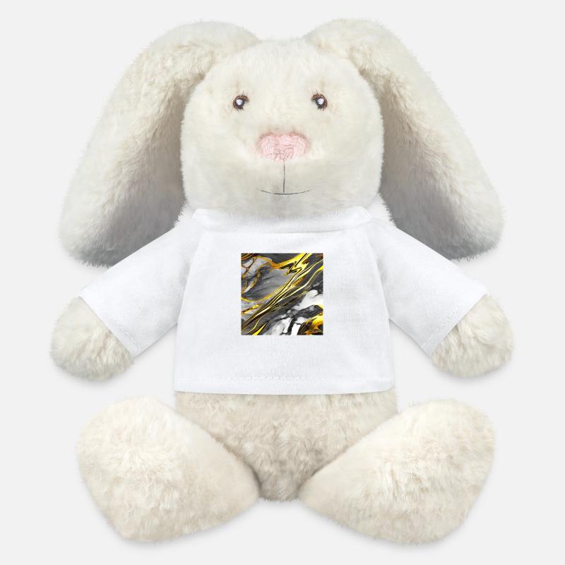 Marmor Schwarz Gold Textur - MiniFeet® RecycelHase® Creme - Weiß