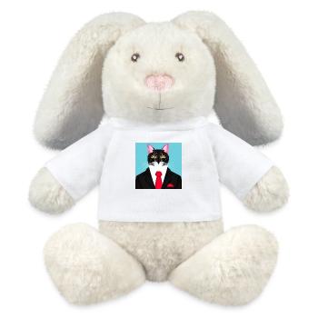 Cat in suit hipster animals funny manager - MiniFeet® RecycelHase® Bunny Cream - white - Front