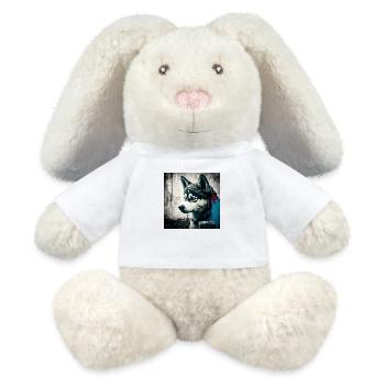 Husky mit blauen Augen - MiniFeet® RecycelHase® Creme - Weiß - Vorne