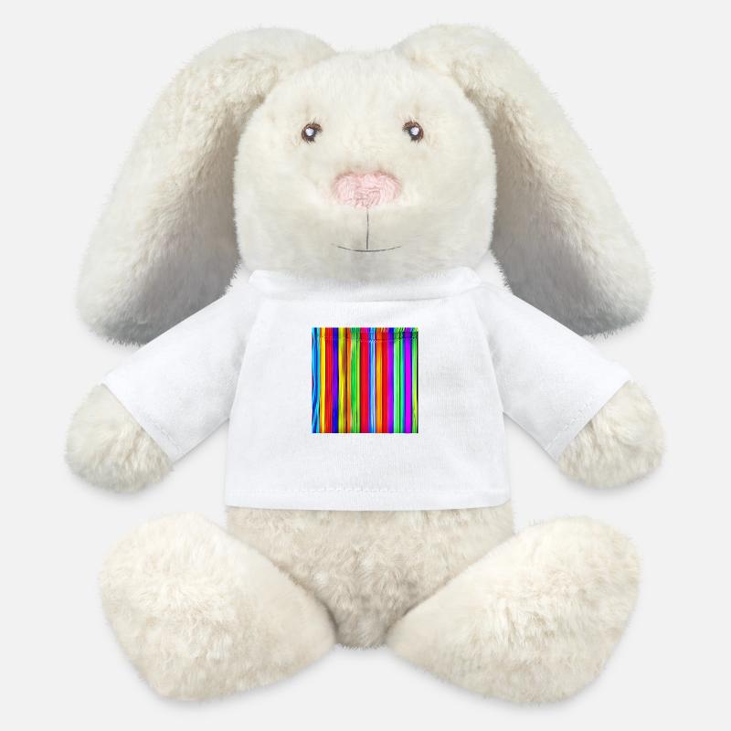 vertical thin strips of crazy colors - MiniFeet® RecycelHase® Bunny Cream - white