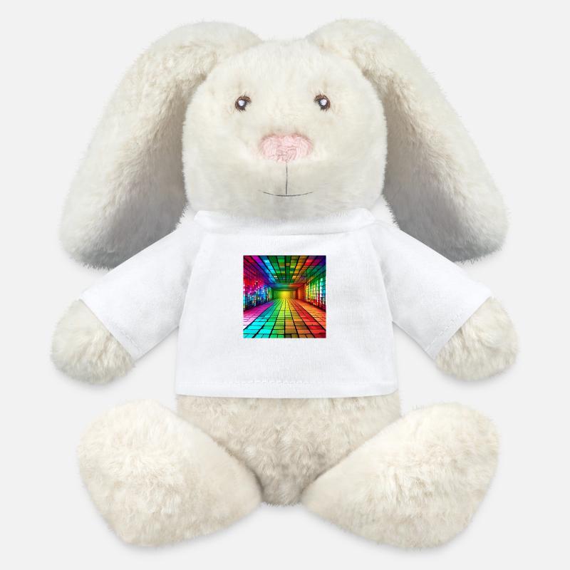 3D-Regenbogen-Quadrate - MiniFeet® RecycelHase® Creme - Weiß