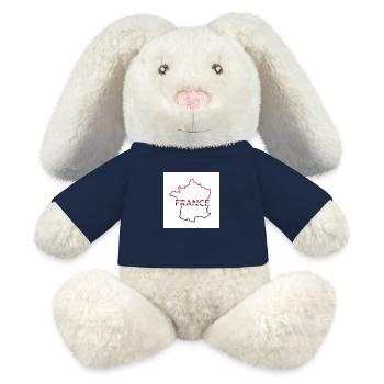 Carte de France - Lapin en peluche recyclé MiniFeet® Crème - bleu marine - Devant