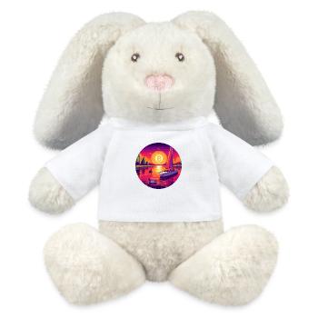 Bitcoin Sunset : un art numérique unique et coloré - Lapin en peluche recyclé MiniFeet® Crème - blanc - Devant