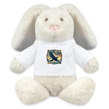 Hugin & Munin - Corbeau d’Odin avec écriture runique - Lapin en peluche recyclé MiniFeet® Crème - blanc - Devant