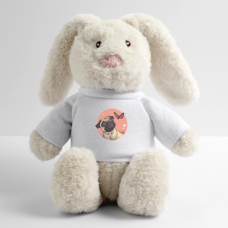 Mops mit Schmetterling MiniFeet® RecycelHase® Creme