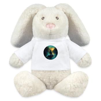 Pêche dans la nature au coucher du soleil - Lapin en peluche recyclé MiniFeet® Crème - blanc - Devant
