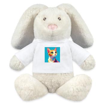 Cat, Cat Motif - MiniFeet® RecycelHase® Bunny Cream - white - Front