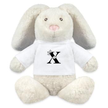 Lettre x floral noir et blanc - Lapin en peluche recyclé MiniFeet® Crème - blanc - Devant