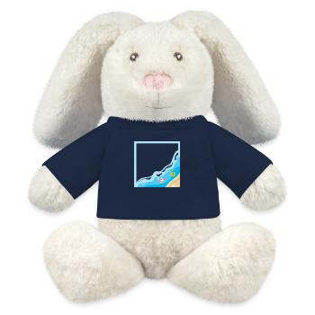 Summer beach with a person swimming - MiniFeet® RecycelHase® Bunny Cream - french navy - Front