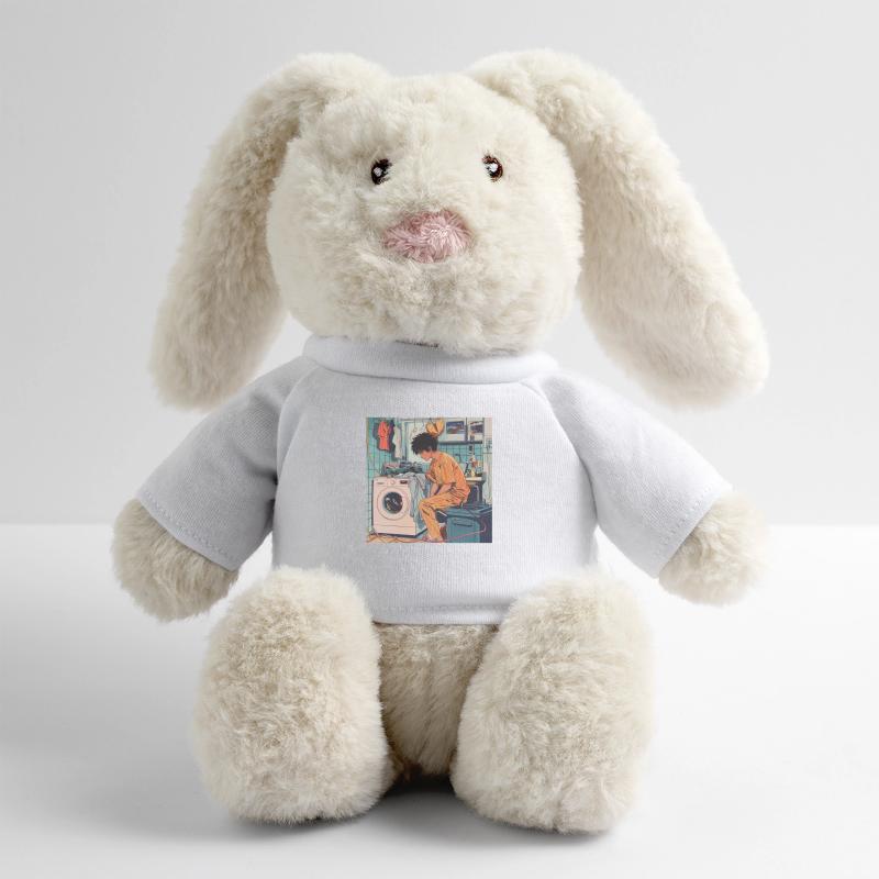 Années 80 Anime Guy Calmant Impression de mode de haute qualité Lapin en peluche recyclé MiniFeet® Crème