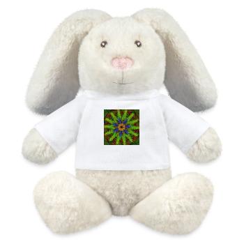Vert Bleu Étoile abstraite - Lapin en peluche recyclé MiniFeet® Crème - blanc - Devant