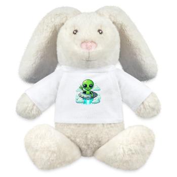 Alien Shows Peace - MiniFeet® RecycelHase® Bunny Cream - white - Front