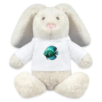 Diskusbuntbarsch Blau - MiniFeet® RecycelHase® Creme - Weiß - Vorne