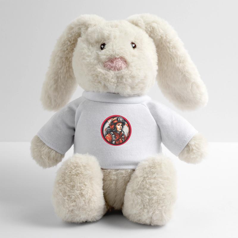 Pompière Lapin en peluche recyclé MiniFeet® Crème