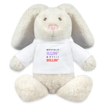 Mentalement malade Still Billin Drôle T-shirt noir - Lapin en peluche recyclé MiniFeet® Crème - blanc - Devant