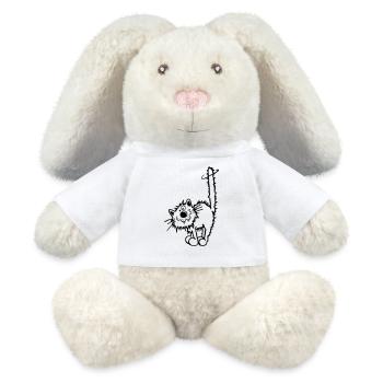 Drôle Chat - Lapin en peluche recyclé MiniFeet® Crème - blanc - Devant