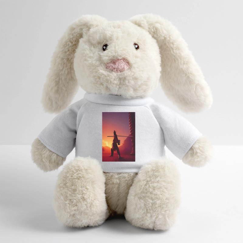 Samouraï 2 Lapin en peluche recyclé MiniFeet® Crème