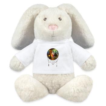 De merveilleuses licornes dans une forêt de champignons - Lapin en peluche recyclé MiniFeet® Crème - blanc - Devant