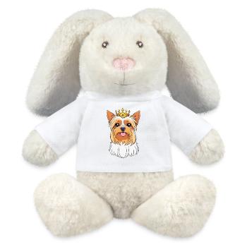 "Gekrönte Häupter" - Yorkshire Terrier - MiniFeet® RecycelHase® Creme - Weiß - Vorne