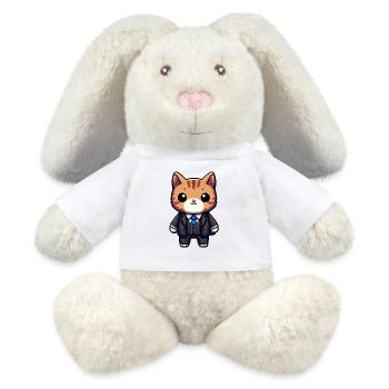 Charmante Katze Executive - MiniFeet® RecycelHase® Creme - Weiß - Vorne