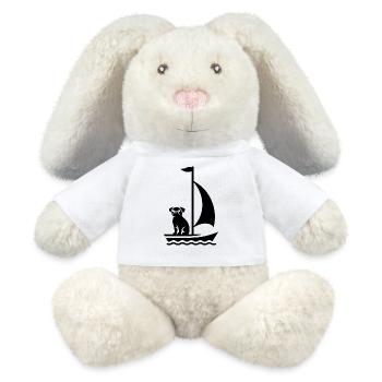 Mops im Boot Silhouette Segeln Minimalistisch - MiniFeet® RecycelHase® Creme - Weiß - Vorne