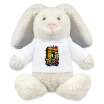 Chemise Paris Arc de Triomphe – Conception de style graffiti - Lapin en peluche recyclé MiniFeet® Crème - blanc - Devant