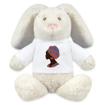 Afrique Femme africaine Design traditionnel - Lapin en peluche recyclé MiniFeet® Crème - blanc - Devant