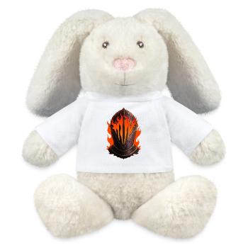 Flammender Ritter Helm - MiniFeet® RecycelHase® Creme - Weiß - Vorne