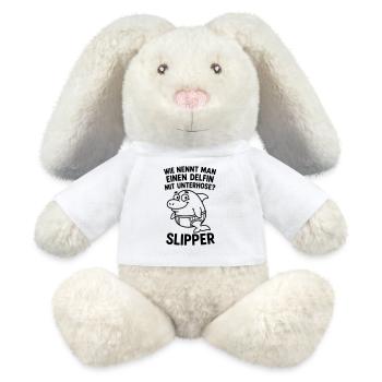 slipper dolphin underpants joke - MiniFeet® RecycelHase® Bunny Cream - white - Front