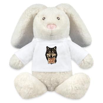 Wolf symbol: Power to the people - MiniFeet® RecycelHase® Bunny Cream - white - Front