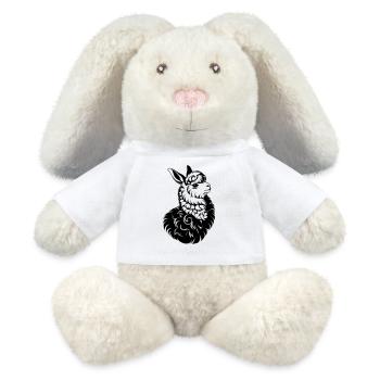 Lama Kopf T-Shirt – Schwarzes Vintage Tiermotiv - MiniFeet® RecycelHase® Creme - Weiß - Vorne