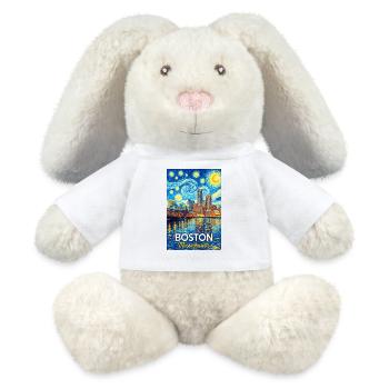 Boston, Massachusetts - MiniFeet® RecycelHase® Creme - Weiß - Vorne